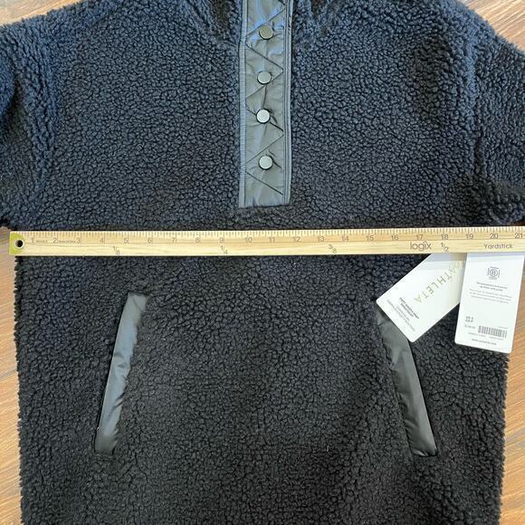 Athleta $149 NWT Cozy‎ Sherpa Snap Sweatshirt Black Small - Picture 7 of 8